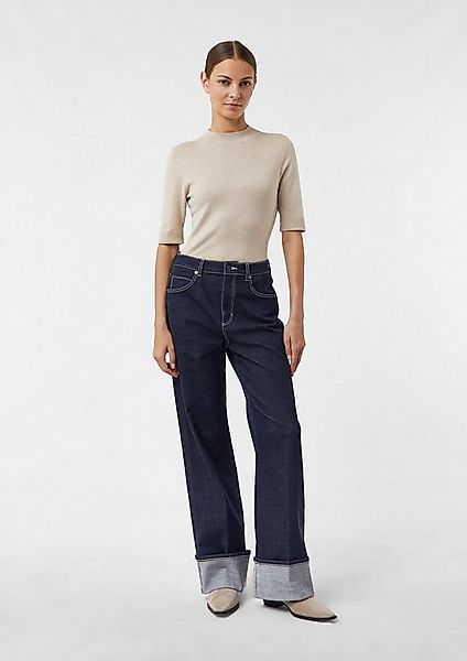comma Weite Jeans Jeans-Hose Wide-Leg-Jeans mit Umschlag und Kontrastnähten günstig online kaufen