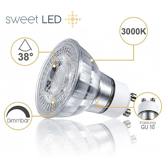 Sweet LED LED-Leuchtmittel 6er Pack GU10 Leuchtmittel 7W 530lm dimmbar, GU1 günstig online kaufen