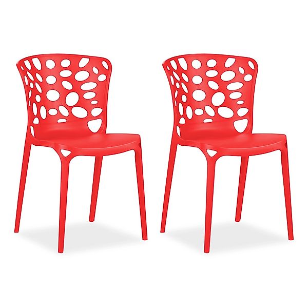 Homestyle4u Gartenstuhl 2er Set in Rot 2459 günstig online kaufen