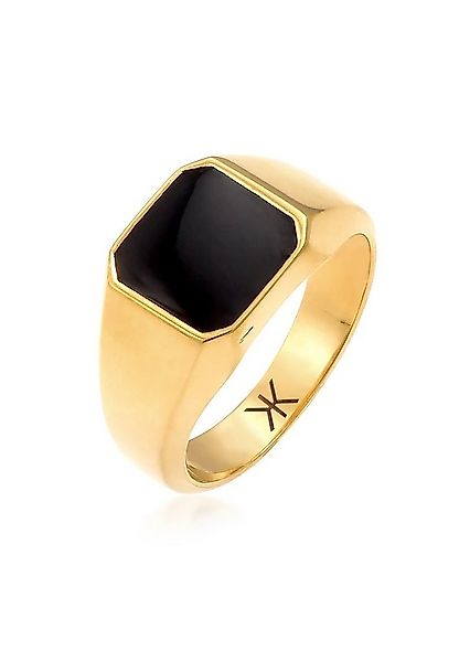 Kuzzoi Siegelring Herren Siegelring Emaille Schwarz Basic 925 Silber günstig online kaufen