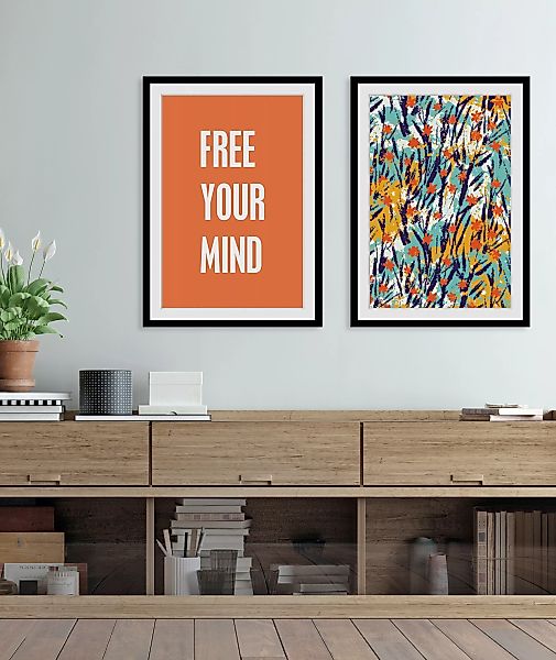 queence Bild »FREE YOUR MIND«, Sprüche & Texte, gerahmt, Spruch günstig online kaufen