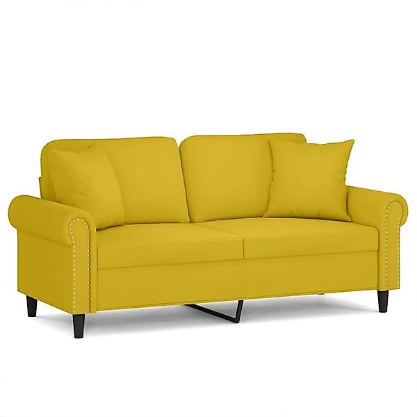 vidaXL 2-Sitzer-Sofa mit Zierkissen Gelb 140 cm Samt 3200951 günstig online kaufen
