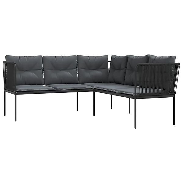 vidaXL Gartensofa in L-Form mit Kissen Schwarz Stahl und Textilene 4008107 günstig online kaufen
