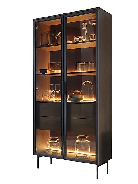 Compleo Glasvitrine mit 2 Schubladen, zweiturig, günstig online kaufen