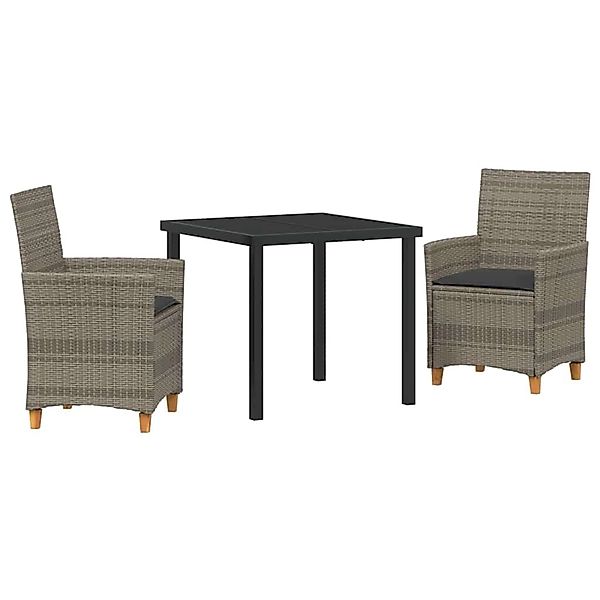 vidaXL Garten Essgruppe 3-Tlg Grau Poly Rattan 3381072 günstig online kaufen