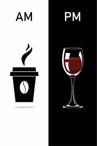 queence Wanddekoobjekt "AM PM - Kaffeebecher und Wein", Stahlschild, Blechs günstig online kaufen