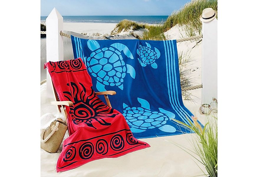 Delindo Lifestyle Strandtuch Tropical TURTLE, XXL Strandlaken aus 100% ägyp günstig online kaufen