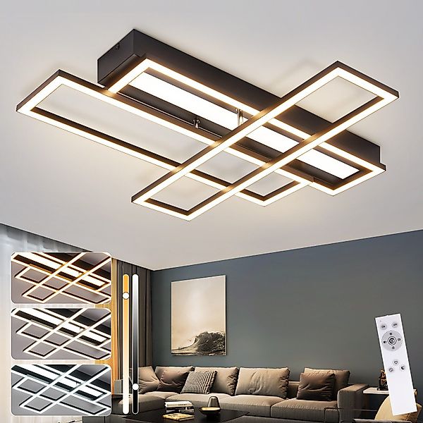 ZMH LED Deckenleuchte Wohnzimmer Schwarz Rechteckig günstig online kaufen