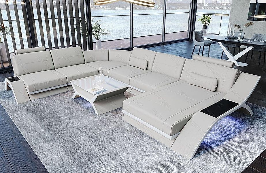 Sofa Dreams Wohnlandschaft Sofa Leder Calabria XXL U Form Ledersofa, Couch, günstig online kaufen