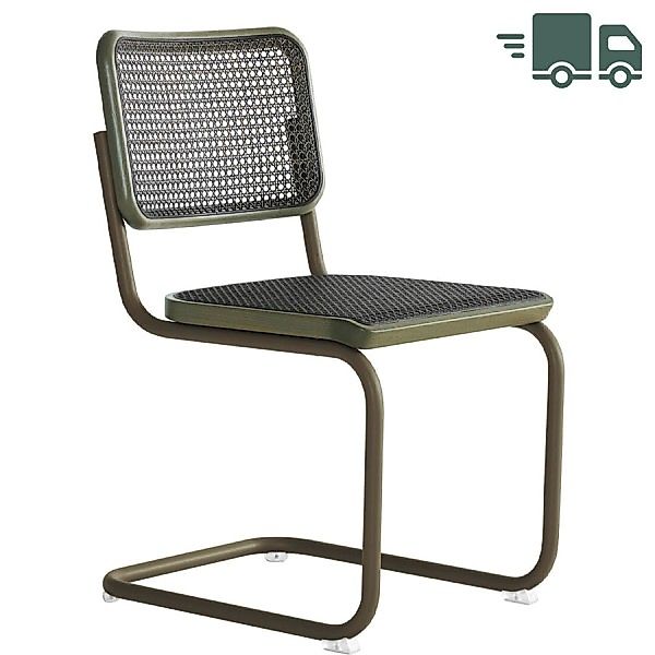 THONET S 32 V Dark Melange Edition Herkner graugrün | Stahlrohr-Freischwing günstig online kaufen