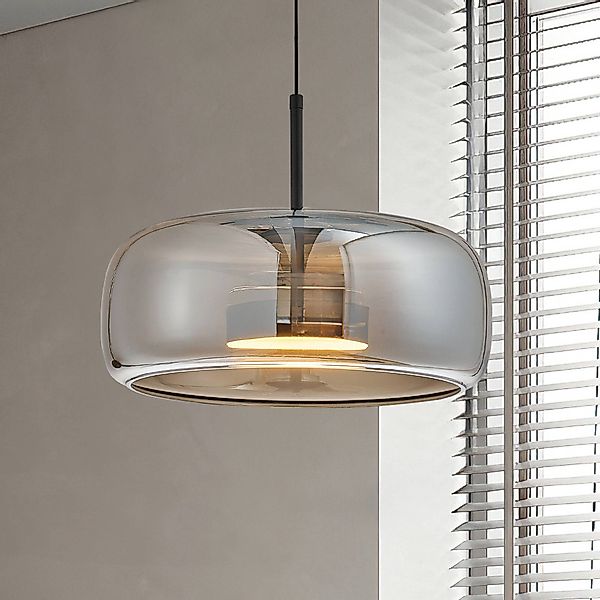 LED-Pendelleuchte Deco, rauchgrau/schwarz, Ø 33 cm, Glas günstig online kaufen