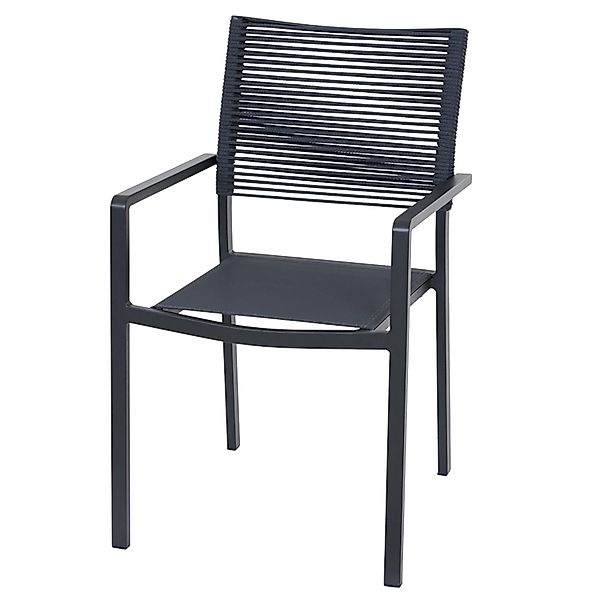 Siena Garden Stapelstuhl Leeds Aluminium mit Armlehnen Dunkelgrau günstig online kaufen