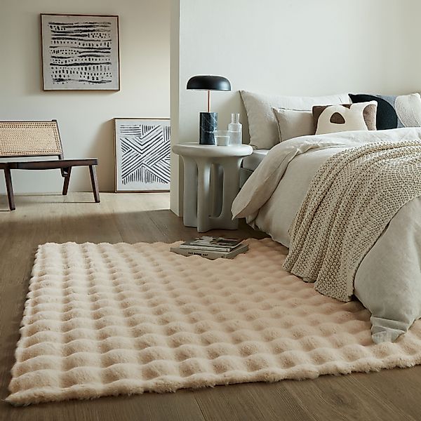 FLAIR RUGS Hochflor-Teppich "Waffle Faux Fur" rechteckig 35 Höhe Waffelmust günstig online kaufen