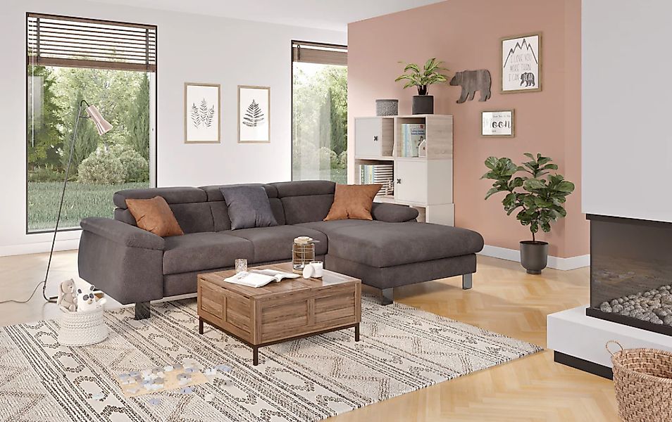 COTTA Ecksofa "Komaris L-Form, B: 244 cm" mit Kopfteilverstellung, optional günstig online kaufen