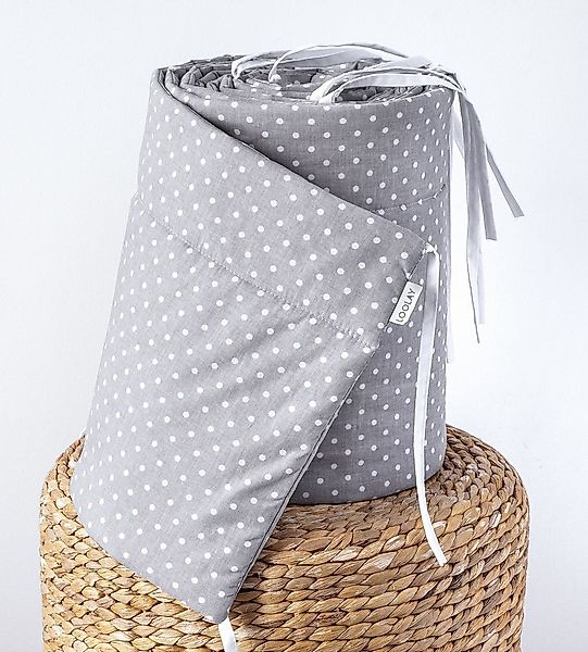 Loolay Bettnestchen Mini Punkte GRAU Bio-Baumwolle Atmungsaktives Babybett günstig online kaufen