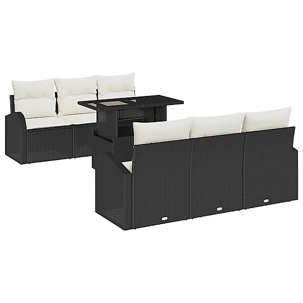 vidaXL Garten-Sofa-Set mit Kissen 7-Tlg Schwarz Poly Rattan 3348563 günstig online kaufen