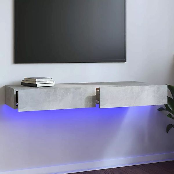 Vidaxl Tv-schrank Mit Led-leuchten Betongrau 120x35x15,5 Cm günstig online kaufen
