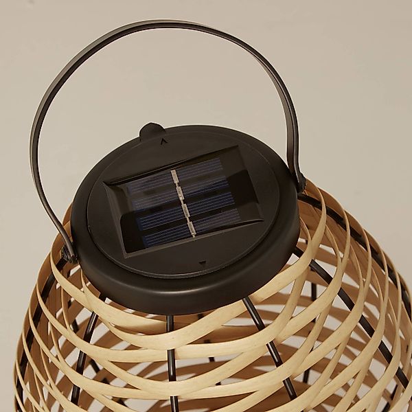 Solar-LED-Terrassenleuchte Netan, braun, Rattan, 23 cm, IP44 günstig online kaufen
