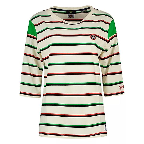 Superdry Collegiate Ivy League Crew 3/4 Ärmel T-shirt L Chalk Stripe Green günstig online kaufen