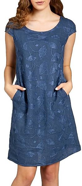 Caspar Sommerkleid SKL031 knielanges Damen Sommer Leinenkleid mit Ginko Bla günstig online kaufen