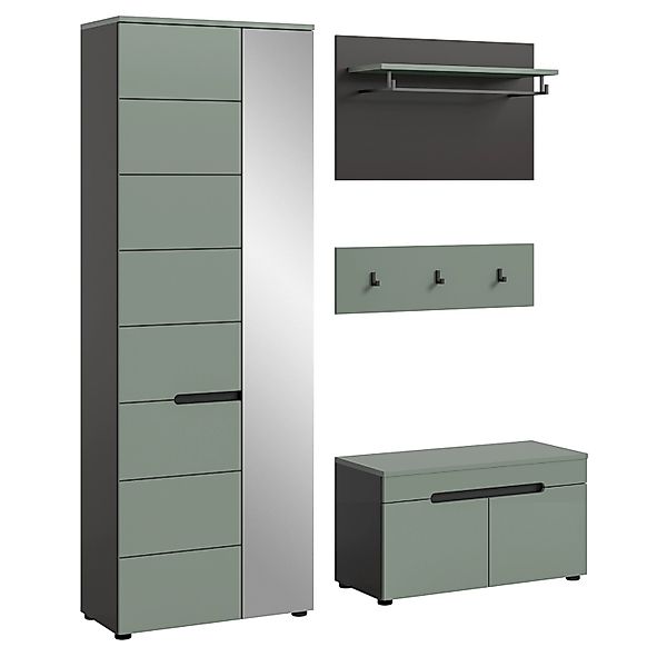 Inn.Furn Garderoben-Set 4-teilig in Salbei und Grau 160 cm Cooper günstig online kaufen