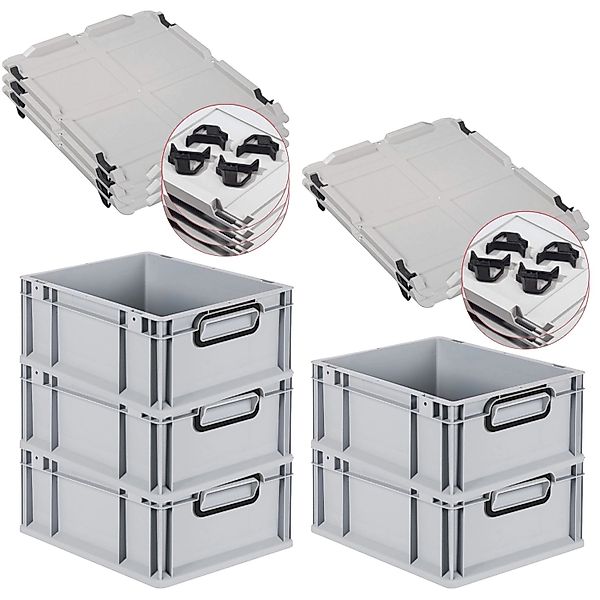 PROREGAL SparSet 5x Eurobox Nextgen Color Mit Auflagedeckel HxBxT 17x30x40c günstig online kaufen