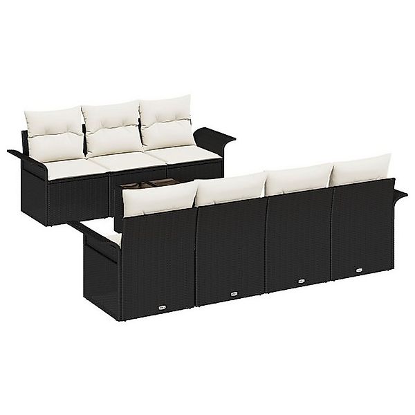 vidaXL Loungesofa 8-teiliges Garten Sofa Set mit Kissen Schwarz Poly Rattan günstig online kaufen