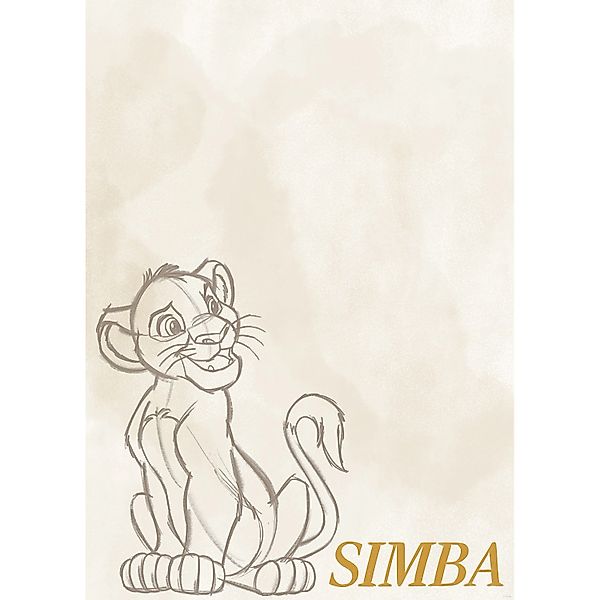 Komar Wandbild Disney The Lion King Simba Sketch 50 cm x 70 cm Beige günstig online kaufen