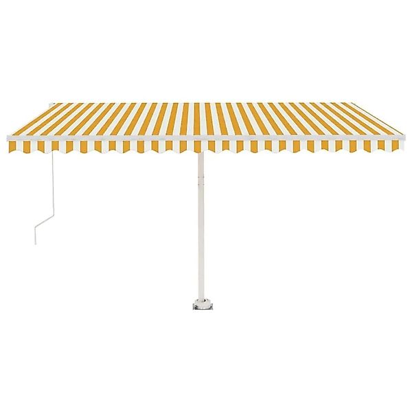 vidaXL Markise Manuell Einziehbar mit LED 450x300 cm Gelb Weiß 3069563 günstig online kaufen