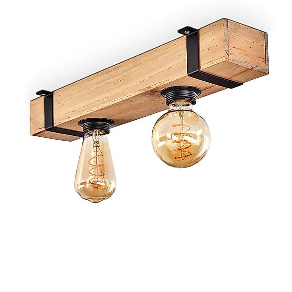 hofstein Deckenleuchte Deckenlampe aus Metall/Holz in günstig online kaufen