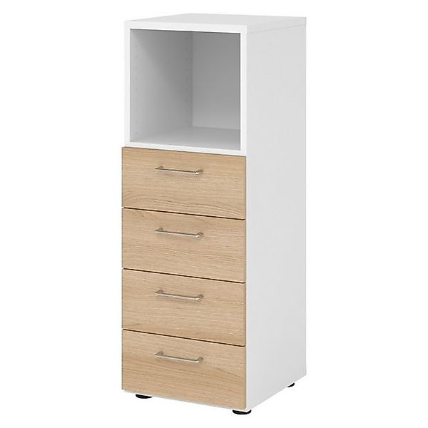 bümö Aktenschrank smart Schubladen Kombi - 4 Schübe Dekor: Weiß/Eiche günstig online kaufen