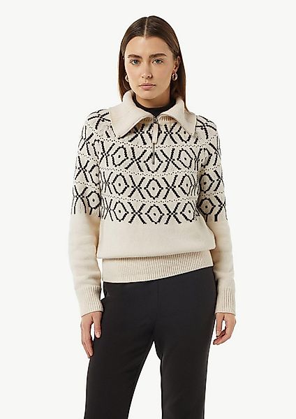 comma Longpullover Strickpullover Strickpullover mit Troyer-Kragen günstig online kaufen