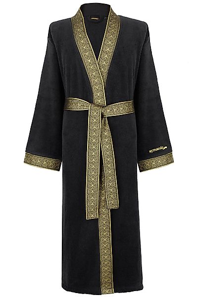 Aymando Bademantel Schwarz, 100% Baumwolle, Kimono-Kragen, günstig online kaufen