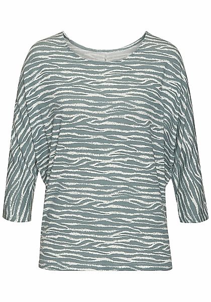 LASCANA 3/4-Arm-Shirt "mit modischem Zebra-Muster" aus weichem Viskose-Stri günstig online kaufen