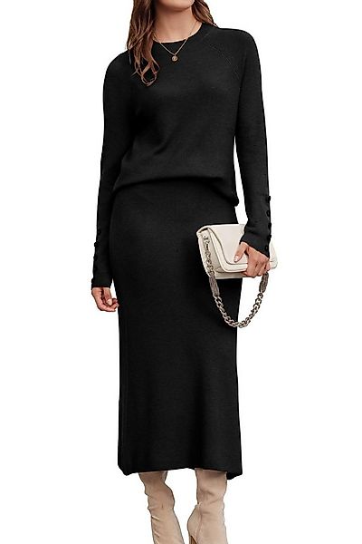 Arach&Cloz Top & Rock Damen Pullover 2-teiliges Wollmischung Langarm-Top Mi günstig online kaufen