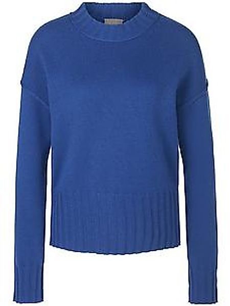 Rundhals-Pullover aus Schurwolle und Kaschmir Peter Hahn blau günstig online kaufen