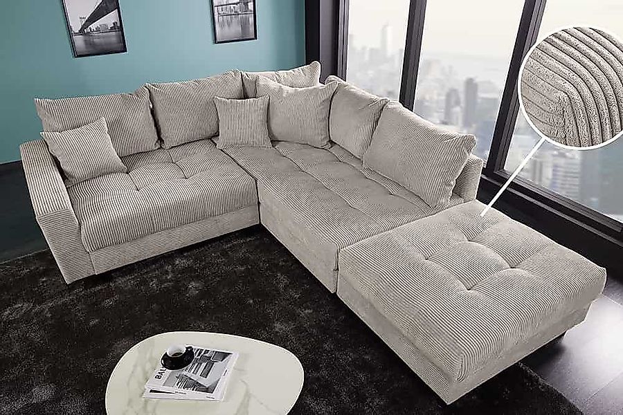 riess-ambiente Ecksofa KENT 220cm greige / schwarz, Einzelartikel 1 Teile, günstig online kaufen