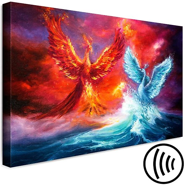 Leinwandbild Phoenix und Swan - abstrakter Kampf zweier Elemente, Wasser un günstig online kaufen