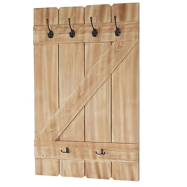 BERLINLODGE Wandgarderobe 91x60x10cm 6 Haken Kiefer günstig online kaufen