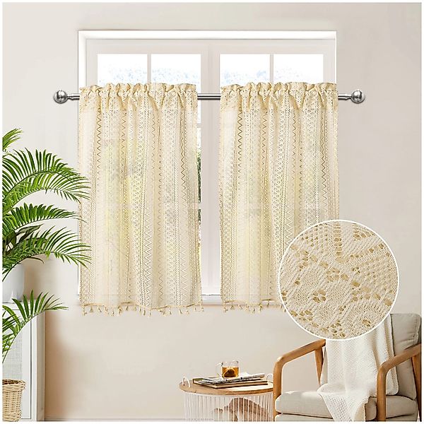Qelus Gardine Boho Halbtransparent Gardinen Vintage günstig online kaufen
