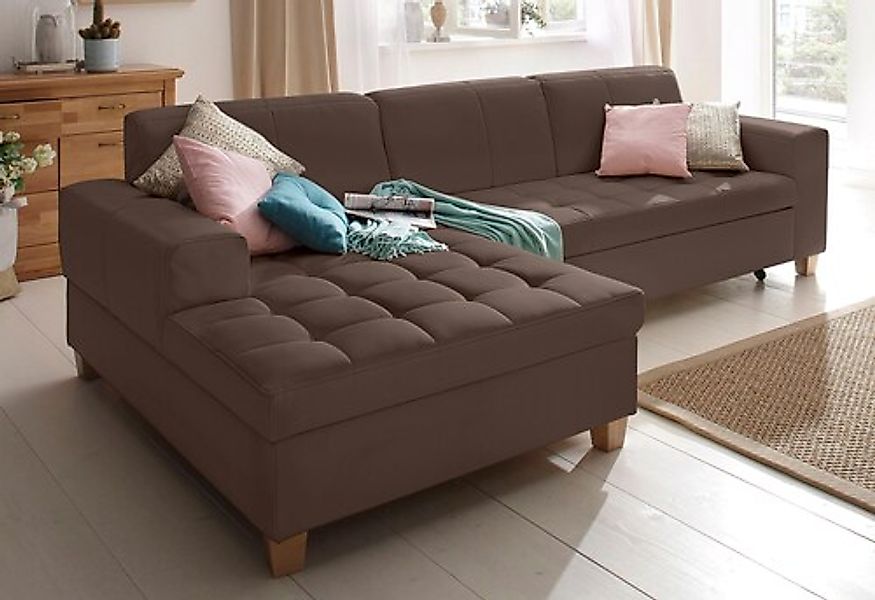 Home affaire Ecksofa »Corby L-Form« wahlweise mit Bettfunktion, Steppung au günstig online kaufen