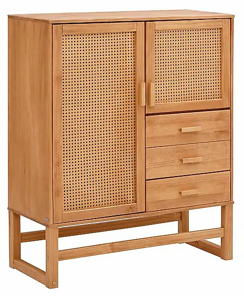 OTTO home Highboard "Linz" Stauraumschrank mit Rattangeflecht auf den Türfr günstig online kaufen