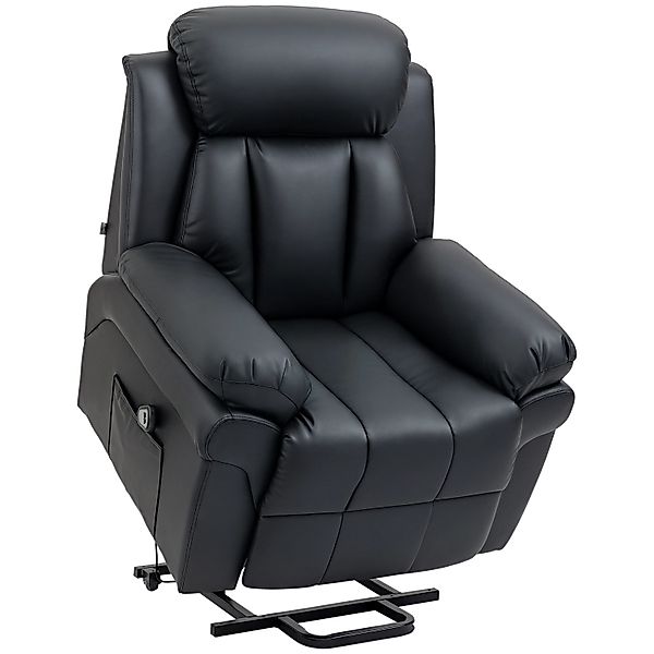 HOMCOM Fernsehsessel mit Aufstehhilfe Kunstleder Schwarz 93L x 96B x 105H c günstig online kaufen