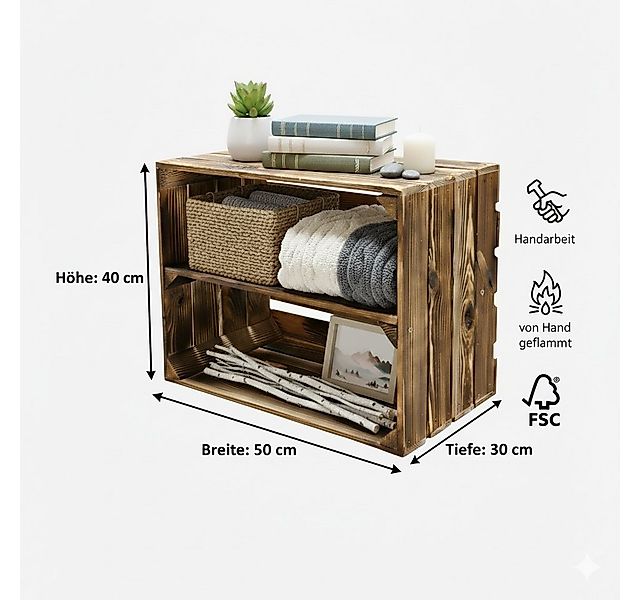 Teramico Holzkiste Obstkisten Regal 4er Set 50 x 40 x 30cm, Aufbewahrungsbo günstig online kaufen