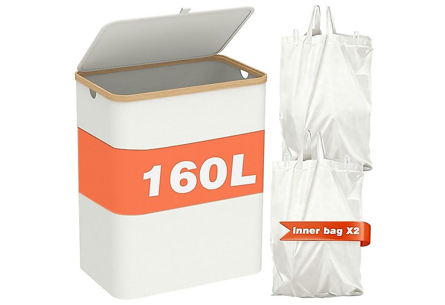 Lumkudos Wäschekorb 160L Wäschekorb mit Deckel, Abnehmbare Wäschesack, Groß günstig online kaufen