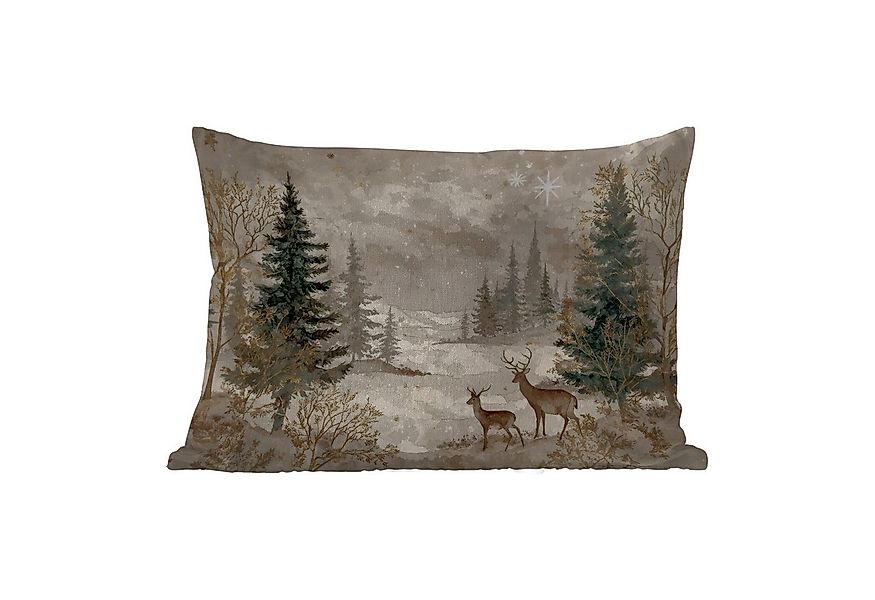 MuchoWow Dekokissen Wald - Hirsche - Winter - Schnee, Outdoor-Dekorationski günstig online kaufen