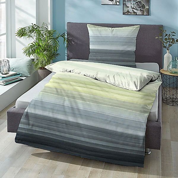 Bettwäsche Sympathica Satin 0614610-426 grün Streifen 135x200 günstig online kaufen