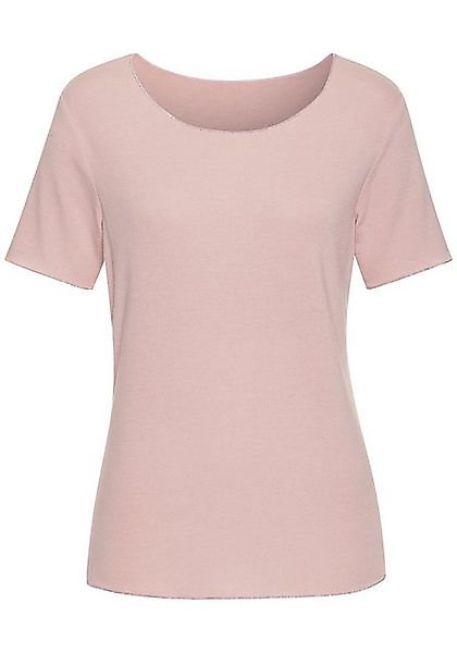 LASCANA Rundhalsshirt mit feiner Glitzereinfassung aus weichem Viskose-Fein günstig online kaufen