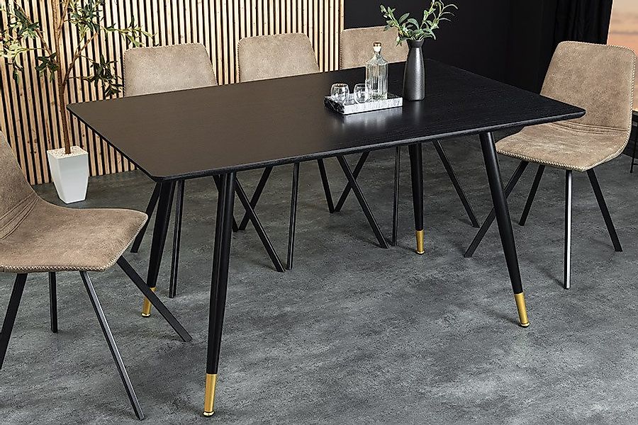riess-ambiente Esstisch PARIS 120cm schwarz / gold - Eichenholz, mit Fußkap günstig online kaufen