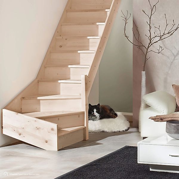 Treppen Intercon Holztreppe Casablanca Raumspartreppe Fichte Massiv Naturbe günstig online kaufen